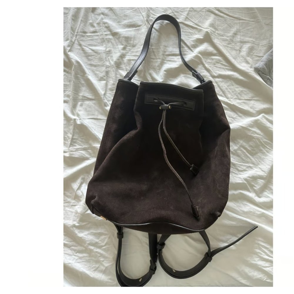 The Row Chocolate Brown Suede Small Backpack